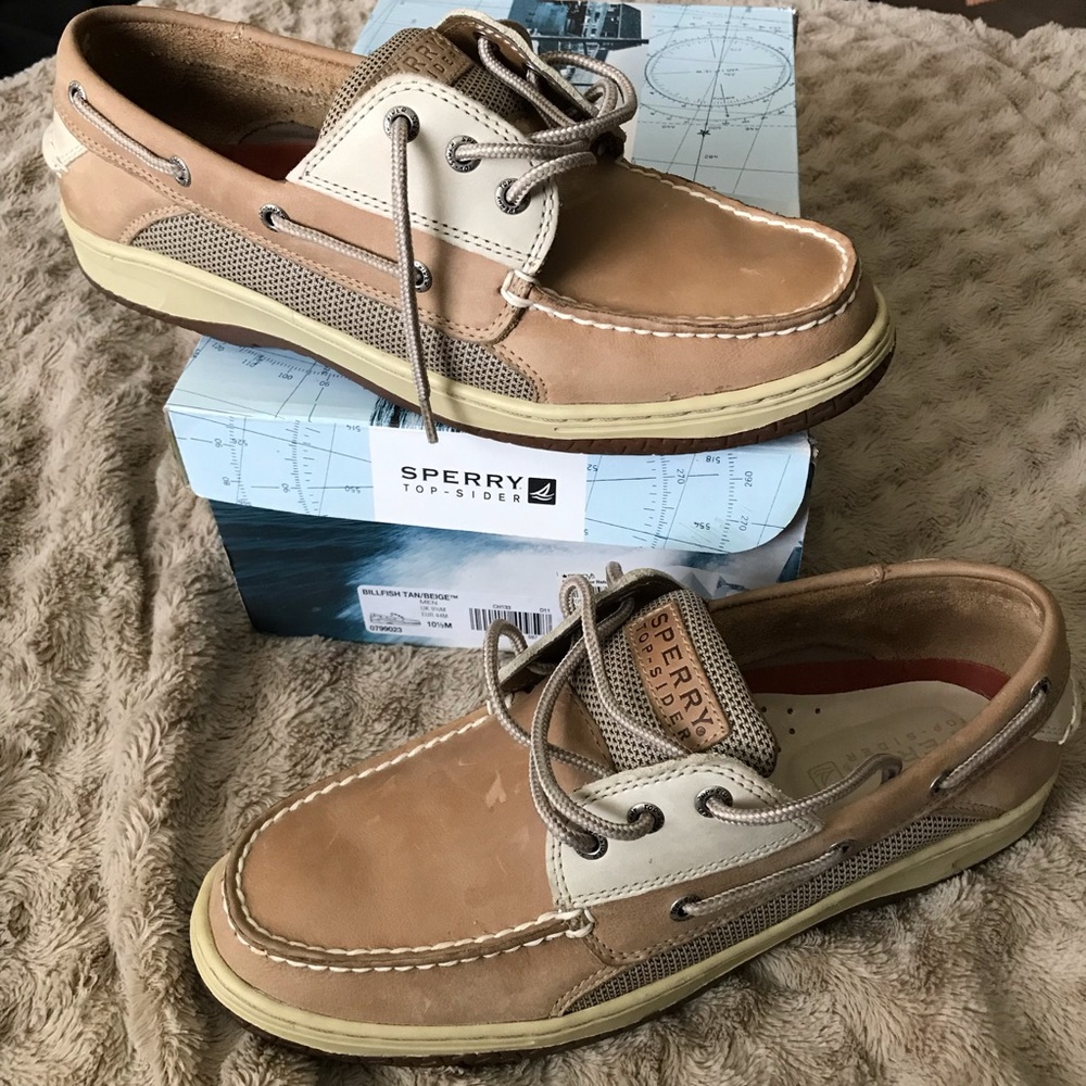 Sperry top sider billfish tan beige boat shoe 10.5